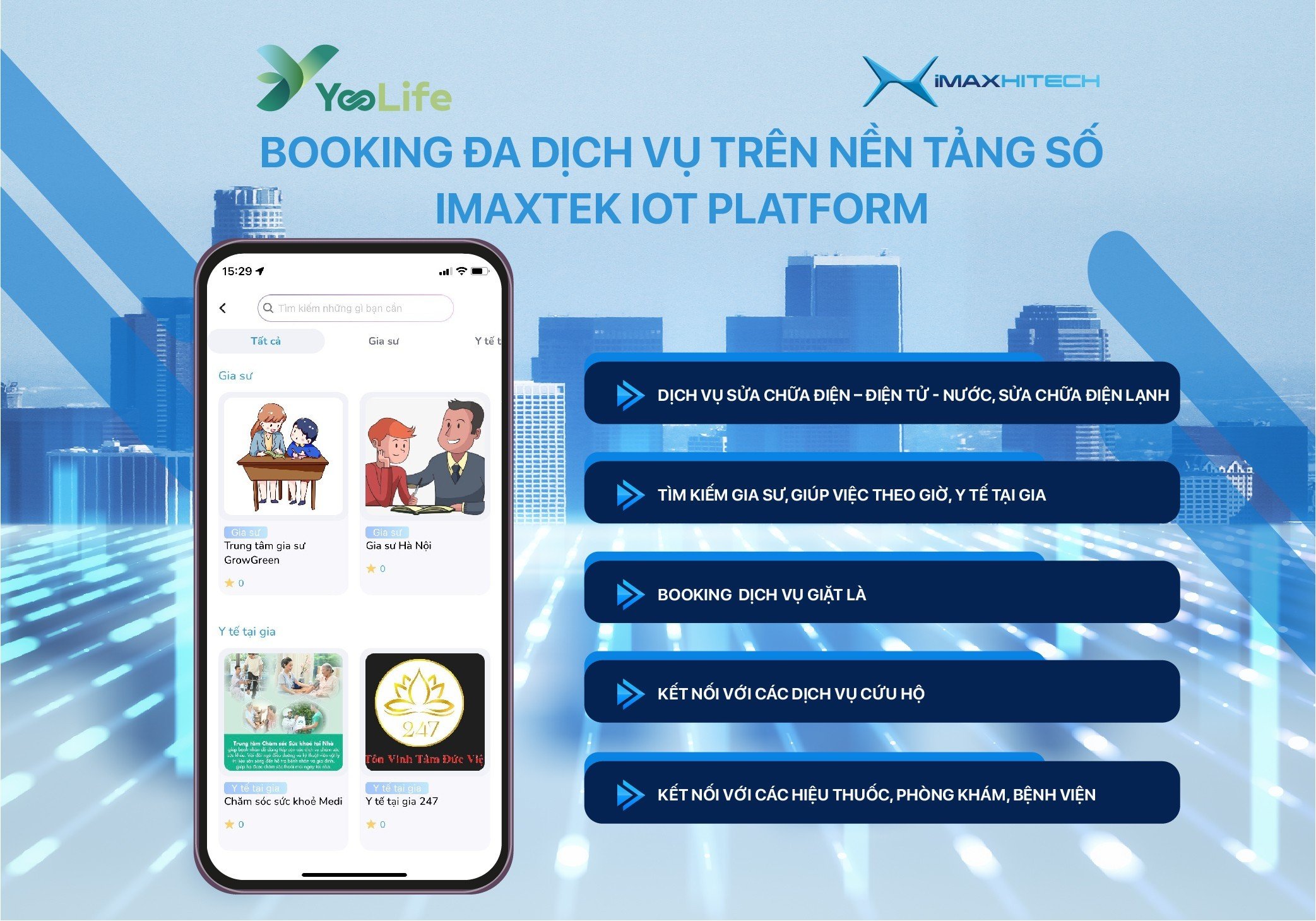 Booking đa dịch vụ trên nền tảng số Yoolife IOT Platform