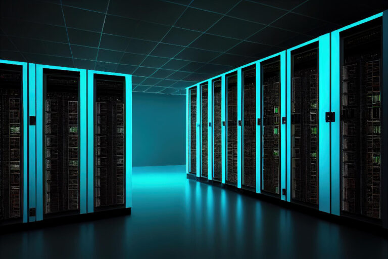 server-racks-computer-network-security-server-room-data-center-dark-blue-generative-ai