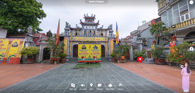 Tham quan online chùa Quỳnh Lôi dựa theo công nghệ VR360