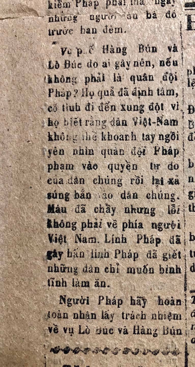 Báo Dân Quốc ghi lại vụ thảm sát của quân Pháp tại phố Yên Ninh