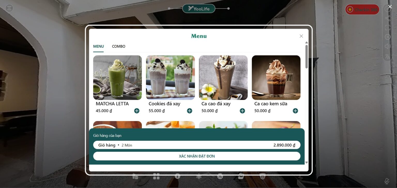 Giao diện đặt bàn trên ứng dụng YooLife