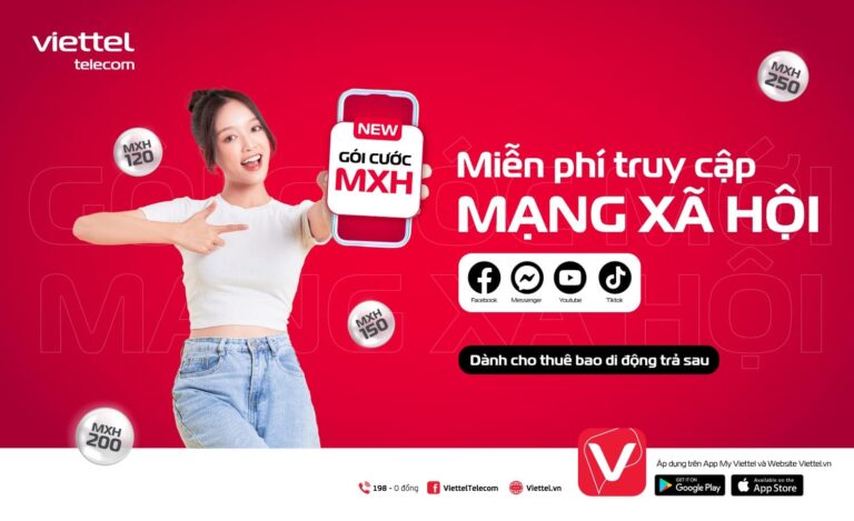Gói 3G/4G/5G Viettel mạng xã hội lướt thả ga không lo gián đoạn