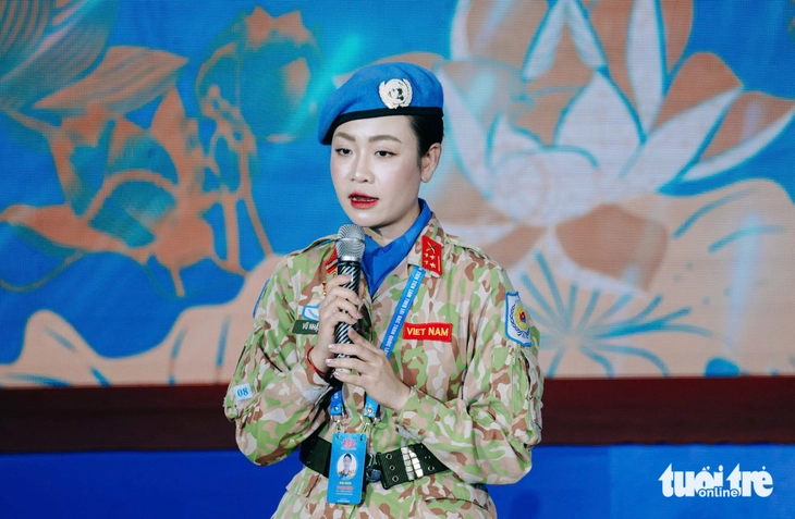 Vũ Nhật Hương là một trong những đại biểu tiêu biểu trong các công tác, hoạt động quốc tế trong màu áo lính Cục Gìn giữ hòa bình Việt Nam - Ảnh: THANH HIỆP