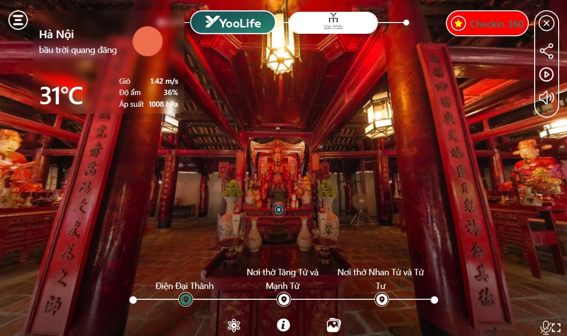 Người dùng có thể “đi bộ” qua từng không gian trong đền bằng công nghệ thực tế ảo 360 độ sắc nét