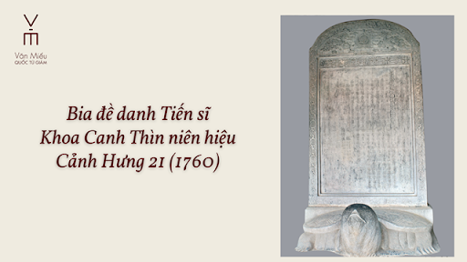 Bia tiến sĩ khoa thi năm 1760 được đặt tại khu bia Tiến sĩ trong Văn Miếu – Quốc Tử Giám