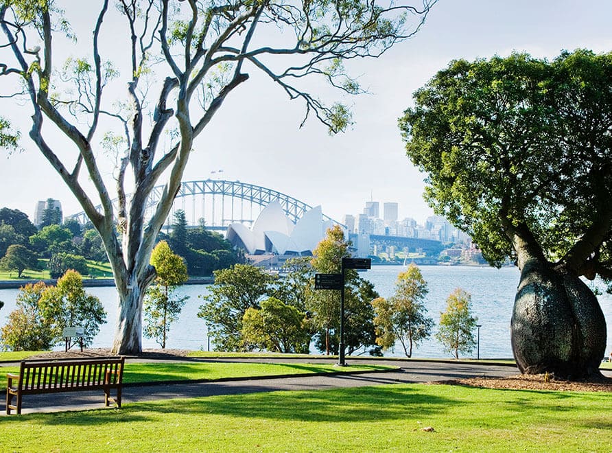 Royal Botanic Garden Sydney nằm ngay bên bờ Cảng Sydney