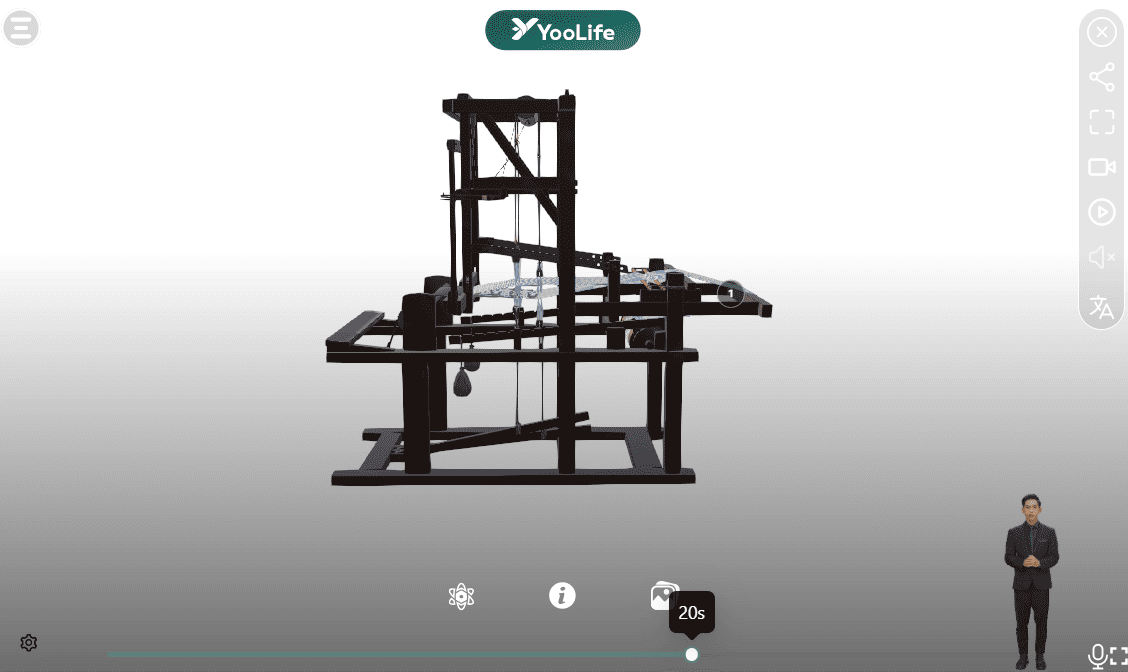 Mô hình khung cửi được dựng 3D chi tiết, sát với thực tế cho phép người dùng xoay 360 độ