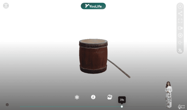 Mô hình 3D tái hiện sống động trên nền tảng số, từng chi tiết trên trống mô phỏng chi tiết.