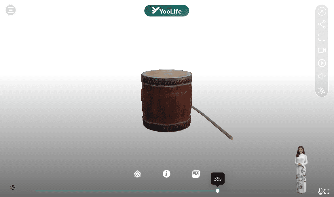Mô hình 3D tái hiện sống động trên nền tảng số, từng chi tiết trên trống mô phỏng chi tiết.