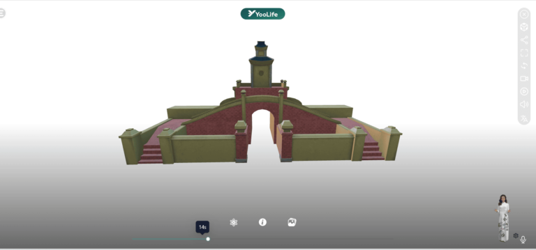 Model 3D Quảng Bình Quan, người xem có thể chiêm ngưỡng từng đường nét, hoa văn và tỷ lệ kiến trúc được tái hiện chân thực