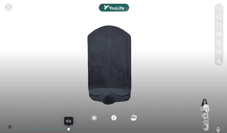 Tính năng trải nghiệm mô hình 3D cho phép người dùng xem bia Tiến sĩ 1703 dưới dạng hình ảnh không gian ba chiều