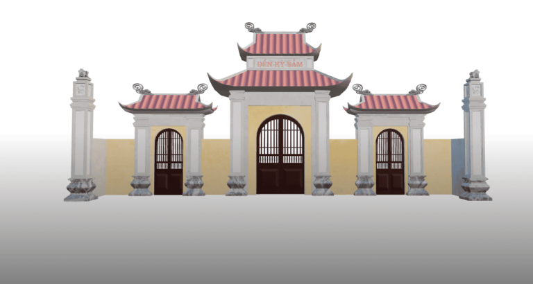Ngôi đền được xây dựng theo lối kiến trúc chữ “Nhị”, tiêu biểu cho phong cách đền đài miền Bắc