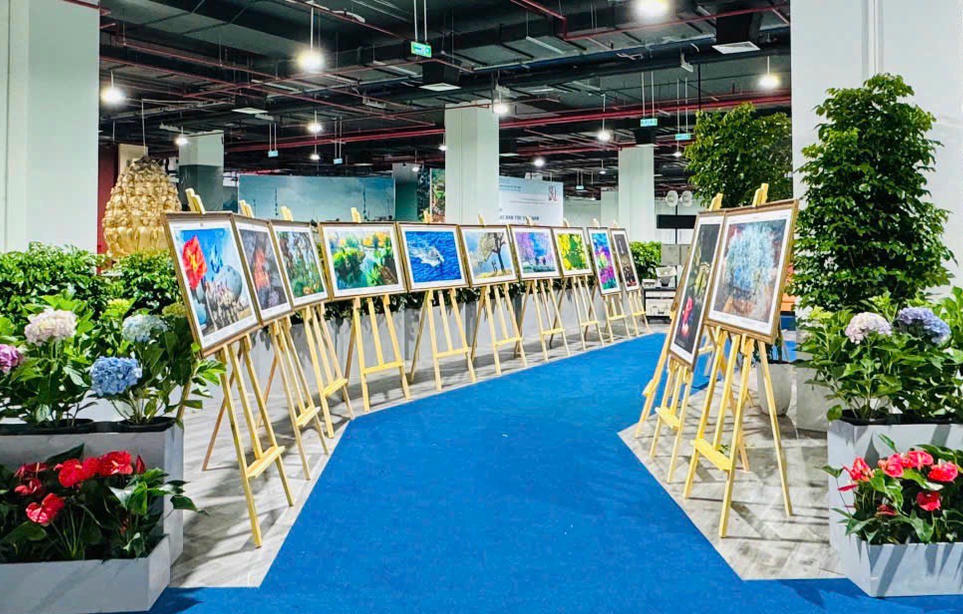 Không gian triển lãm với chủ đề “Việt Nam Hạnh phúc” tại Triển lãm thành tựu đất nước nhân dịp kỷ niệm 80 năm ngày Quốc khánh.