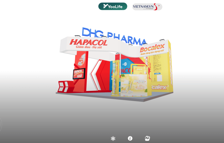 Khám phá gian hàng Dược Hậu Giang trên không gian 3D giúp khách hàng có cảm giác như đang tham quan thực tế,