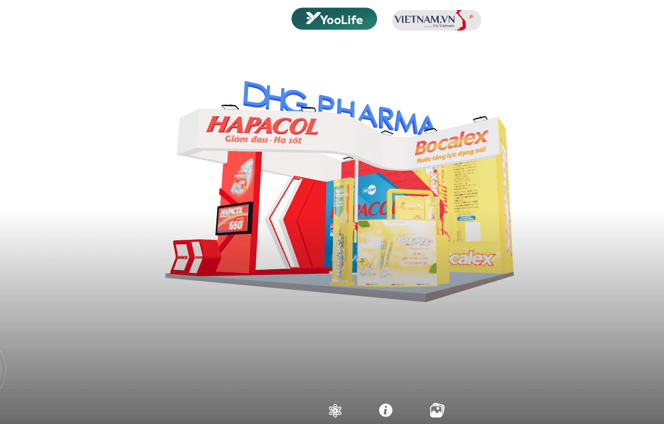 Khám phá gian hàng Dược Hậu Giang trên không gian 3D giúp khách hàng có cảm giác như đang tham quan thực tế,