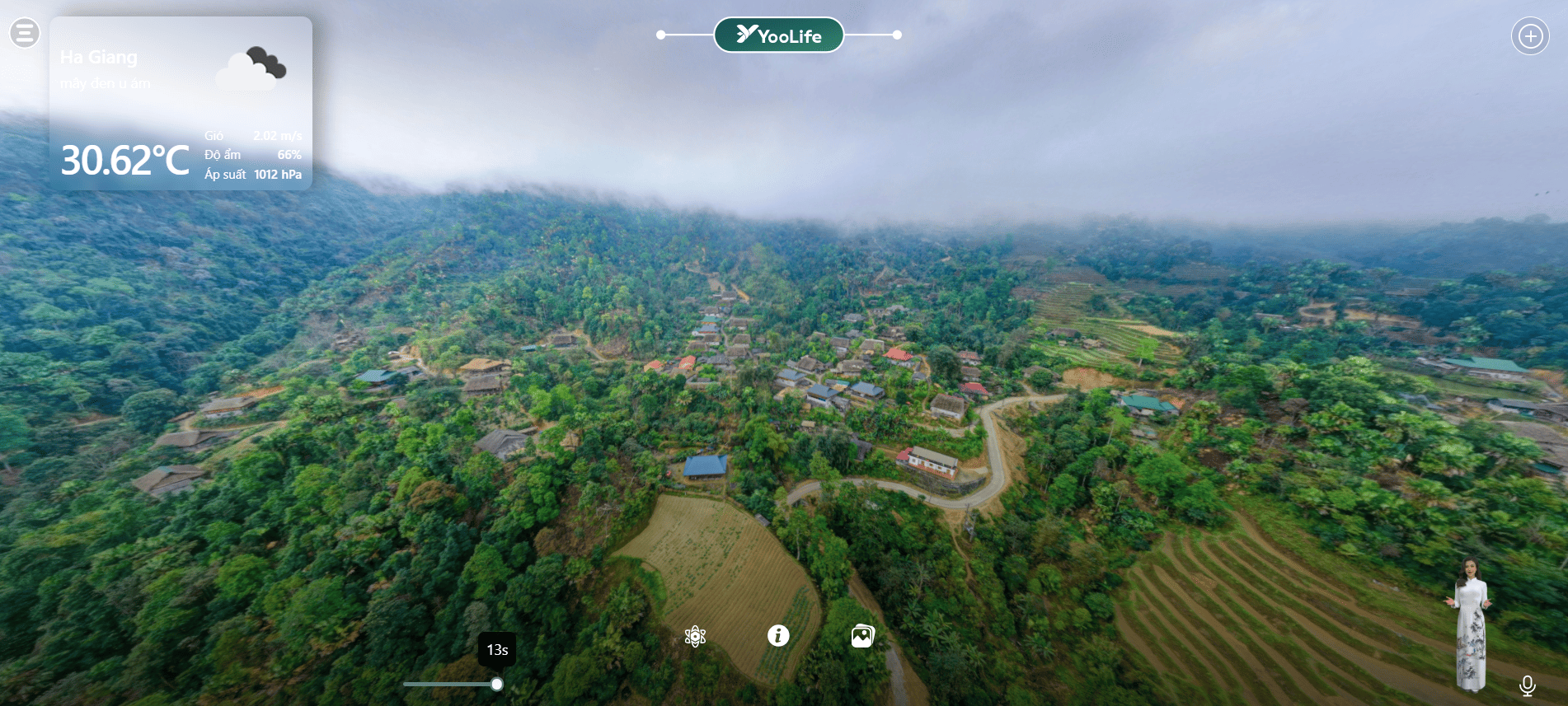 Với công nghệ VR360, toàn bộ cảnh quan thôn Nà Thác được tái hiện một cách chân thực.