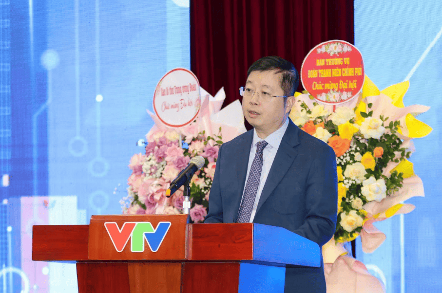 Đồng chí Nguyễn Thanh Lâm - Tổng Giám đốc Đài Truyền hình Việt Nam phát biểu tại Đại hội.