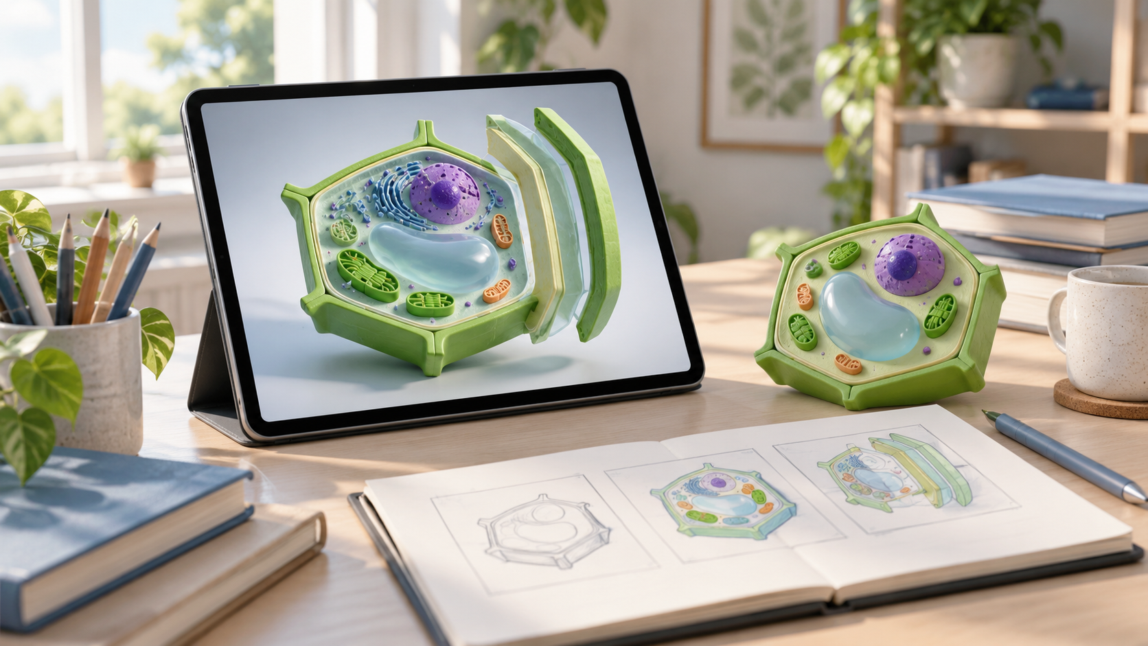 Cách thiết kế bài giảng 3D với mô hình tế bào thực vật trên máy tính bảng
