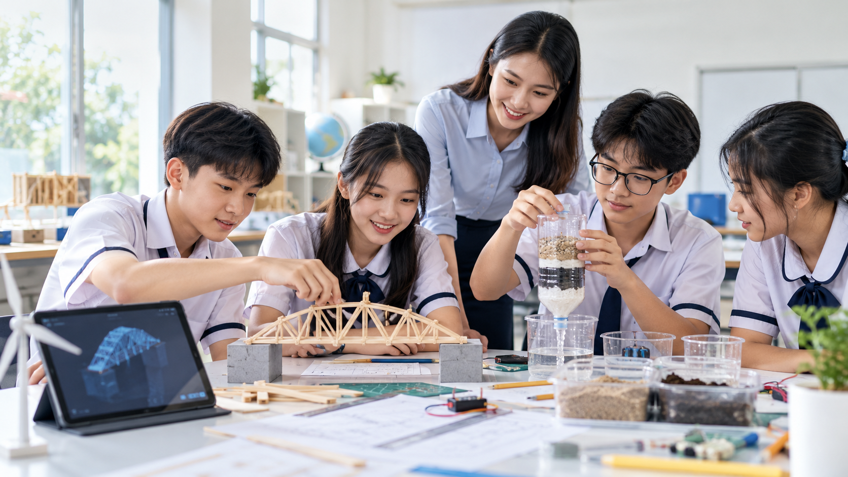 Học sinh thực hành giáo dục STEM trong lớp học