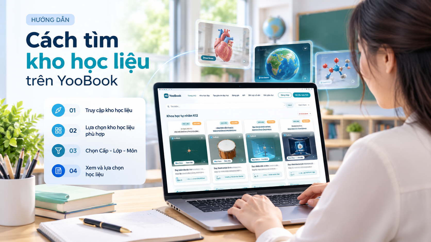 Hướng dẫn cách tìm kho học liệu trên YooBook