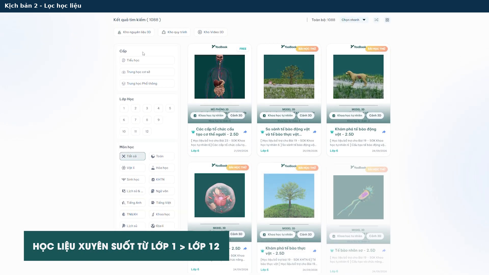 Frame video minh họa học liệu YooBook trong tiết học