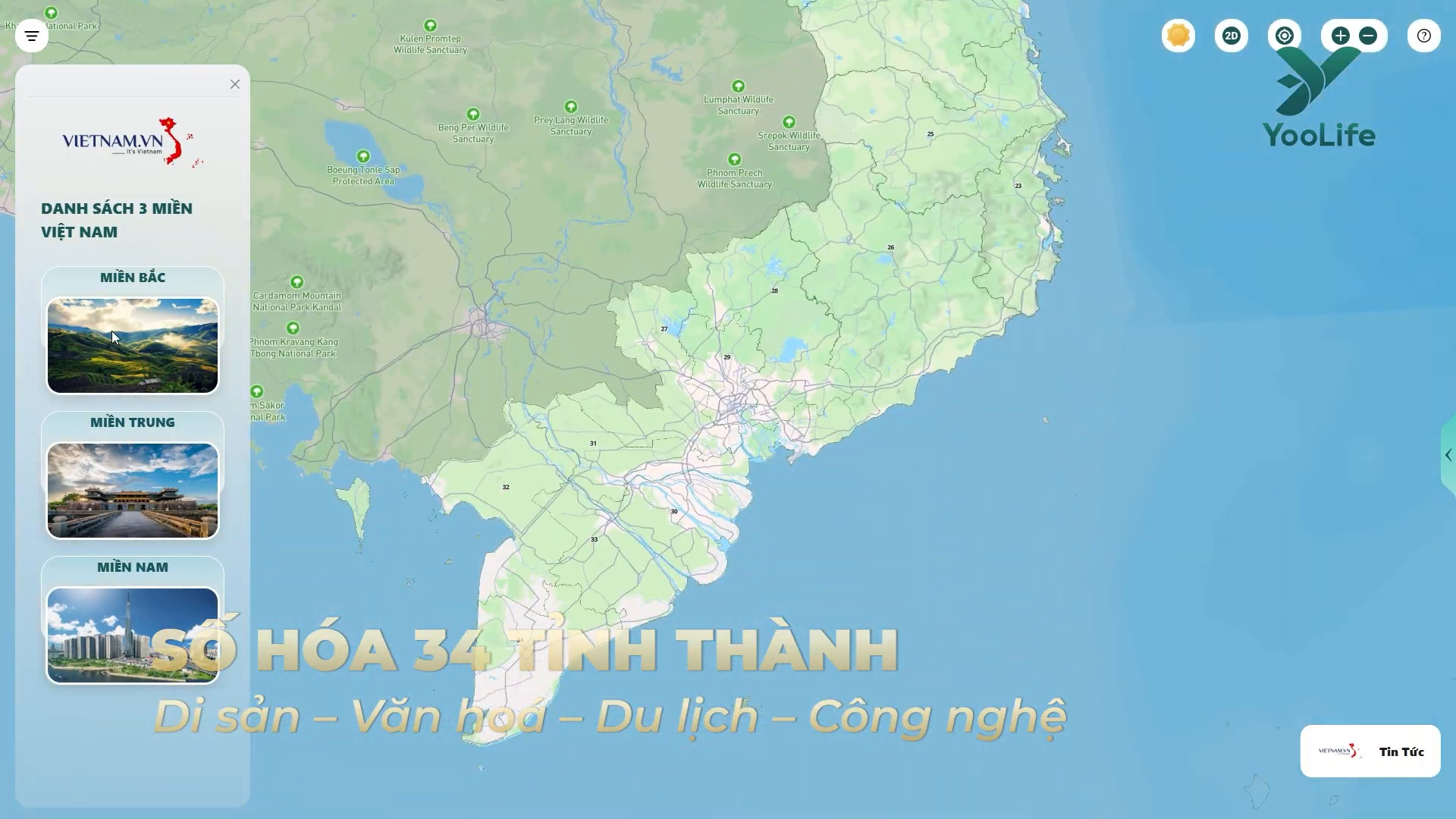 Bản đồ số 34 tỉnh thành trên không gian số YooLife