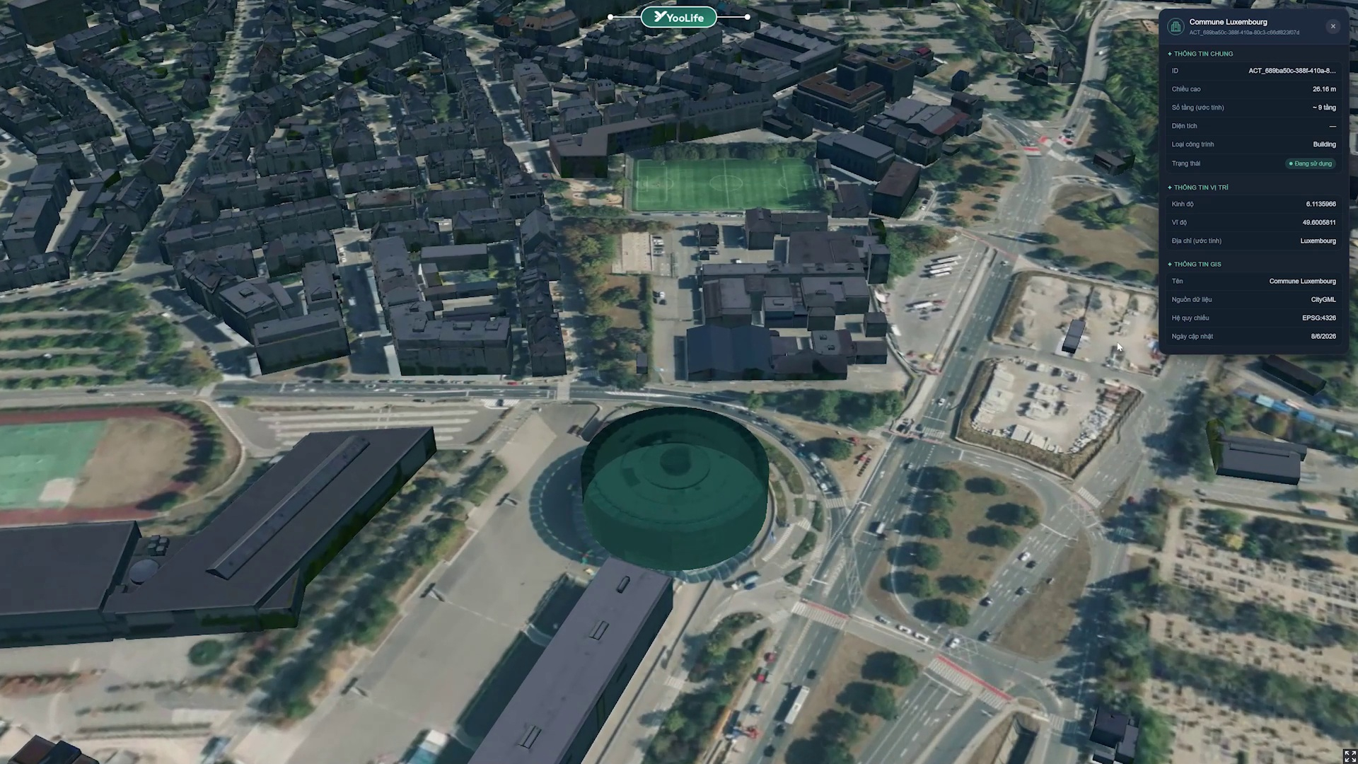 Toàn cảnh mô hình 3D Digital Twin Luxembourg